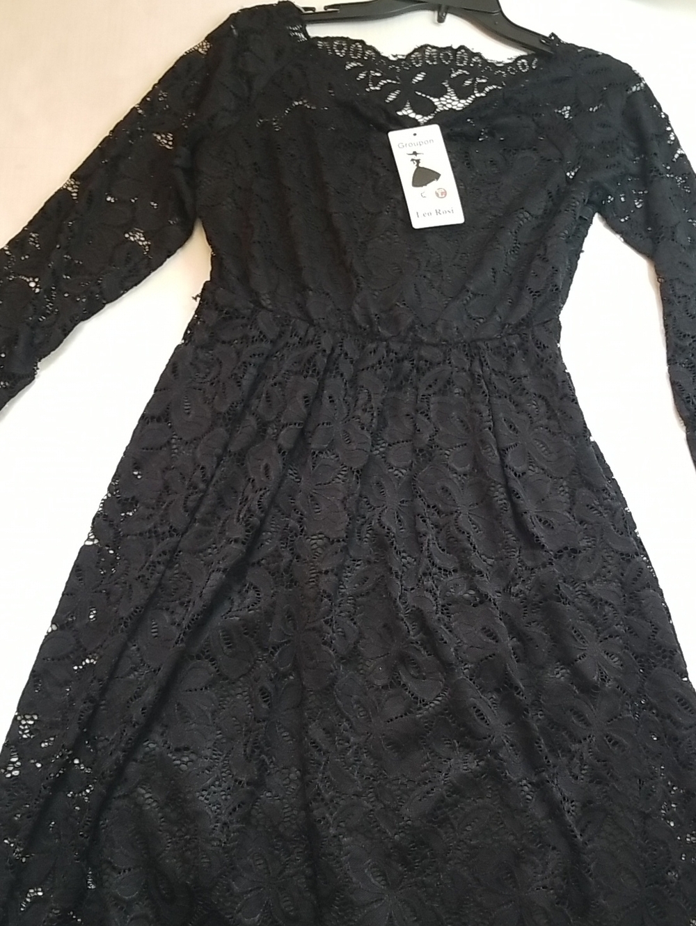 Leo Rosi Black Long Sleeve Lace Fit & Flare Dress